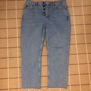 Top shop straight leg button fly blue jean